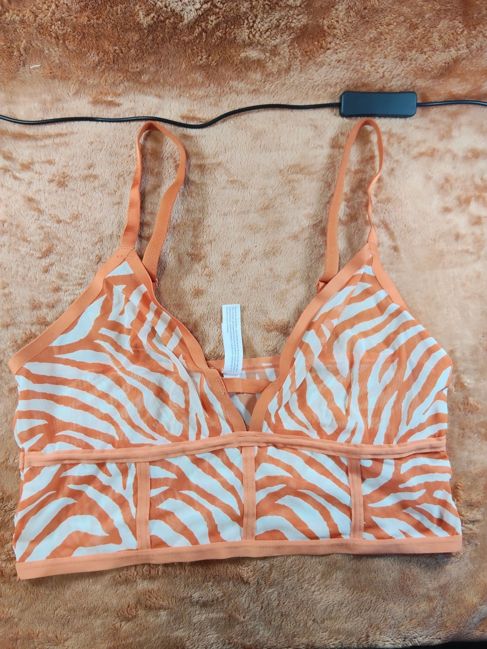 Auden Orange and White Zebra-Print Bralette